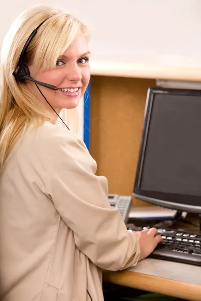 Receptionist with Headset — Stock Photo, Image