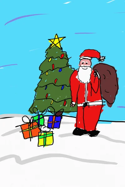 Santa tekening — Stockfoto
