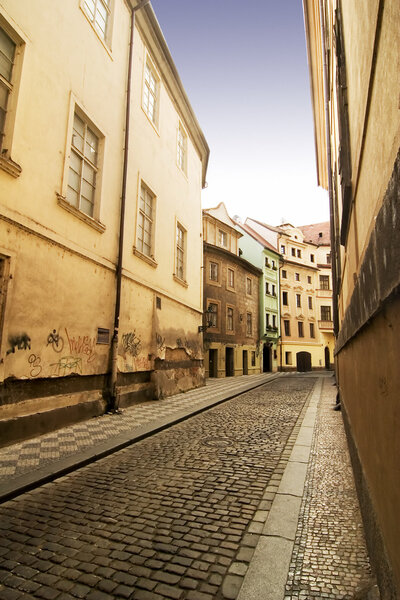 A quaint tiny alley (Seminarska) in Prague, Czech Republic