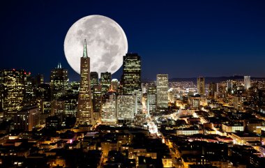 Full Moon over a urban metropolis