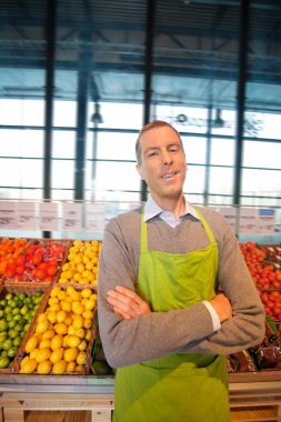 Happy Shop Supermarket Owner clipart