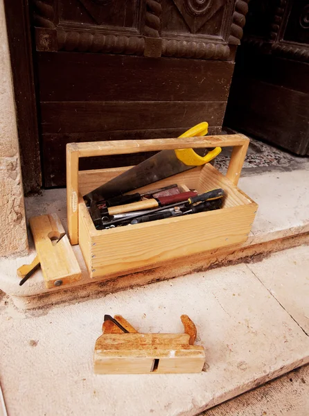 Stare drewniane narzędzia pracy — Zdjęcie stockowe