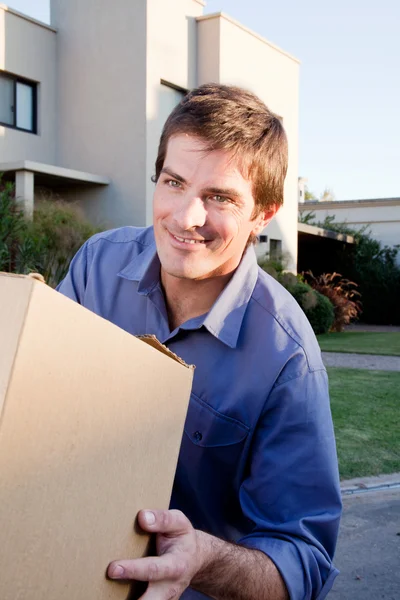 Moving Man with Box — Stock Photo, Image