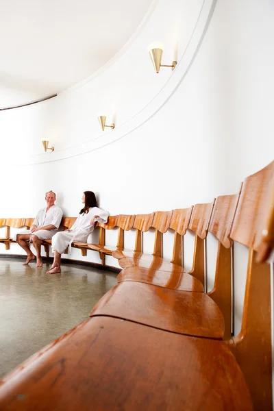 Man and Woman in Spa Reception — Stock Photo, Image