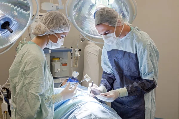 Medical doctor performing an operation on patient — Stock Photo, Image