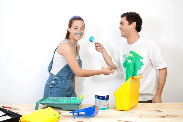 Couple playing with couple — Stock Photo, Image