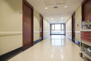Empty passageway of hospital clipart