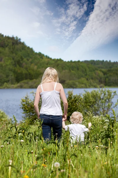 Mother and Son in Meadow — Stock Photo, Image