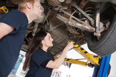 Two Mechanics Discussing Problem clipart