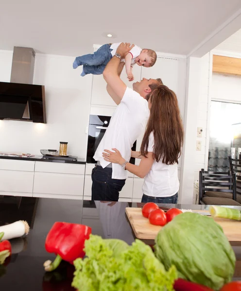 Playful Family in Kitchen — Stock Photo, Image