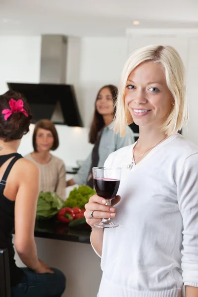 Woman With Glass at Party — Stock Photo, Image