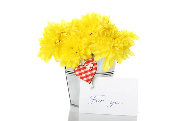 Yellow chrysanthemums in a pail Royalty Free Stock Images