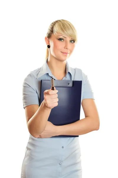Close-up of a female doctor smiling with — Stock Photo, Image