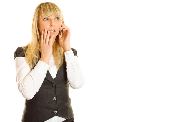 Крупним планом ділова жінка розмовляє по телефону — стокове фото