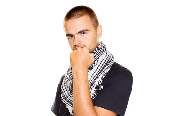 Jeune homme une écharpe palestinienne — Photo