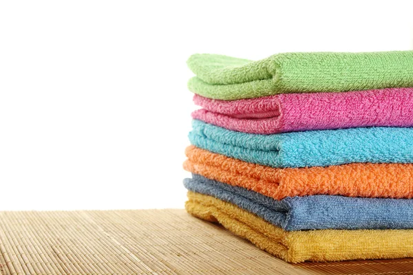 Lots of colorful bath towels — Stock Photo, Image