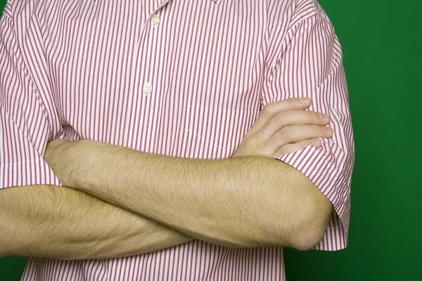 Κοντινό πλάνο αρσενικό σταυρωμένα χέρια — Φωτογραφία Αρχείου
