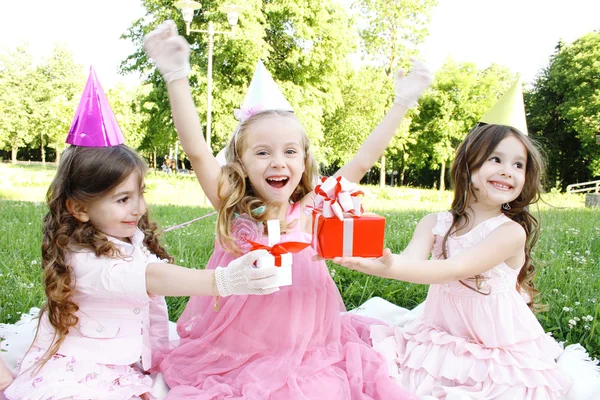 Fiesta de cumpleaños de los niños al aire libre Fotos de stock