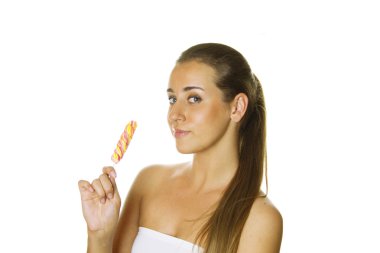 Attractive girl with a lollipop clipart