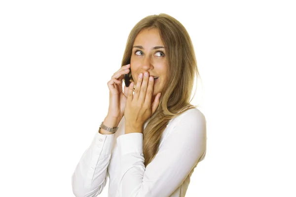 Mulher de negócios atraente falando ao telefone — Fotografia de Stock