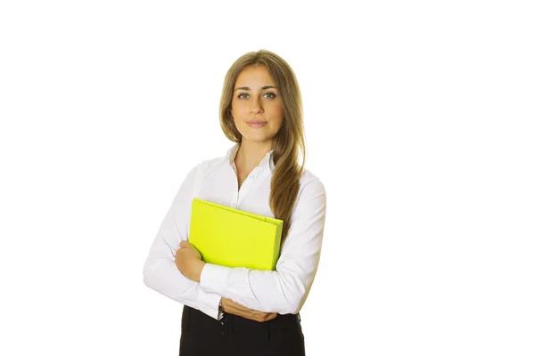 Närbild av affärskvinna med mapp — Stockfoto