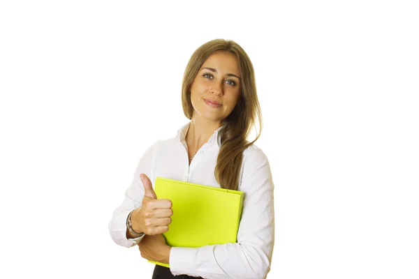 Närbild av affärskvinna med mapp — Stockfoto