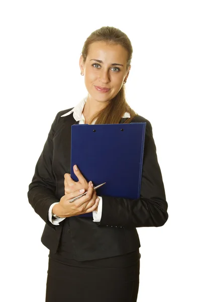 Businesswoman holding folder Stock Photo