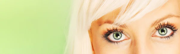 stock image Green eyes on green background (banner)