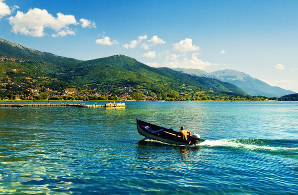 Ohrid Lake marina in summer