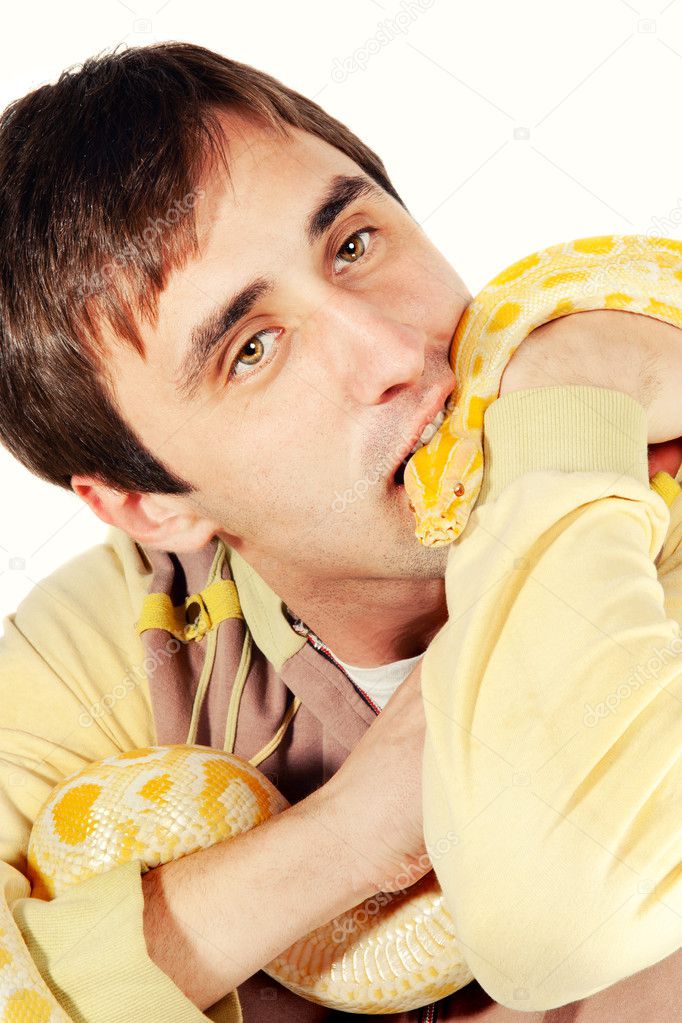 A man holding a pet python — Stock Photo © anatema #5770895