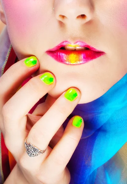 Studio shot of a blonde with colorful makeup — Stock Photo, Image