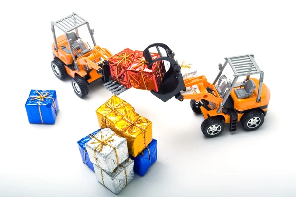 stock image Model toy trucks shifted gifts