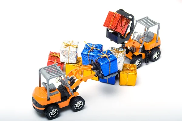 Model toy trucks shifted gifts Royalty Free Stock Photos