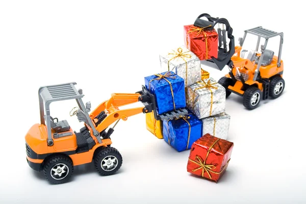 stock image Model toy trucks shifted gifts