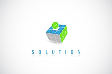 Cube puzzle in vector with 3d effect clipart