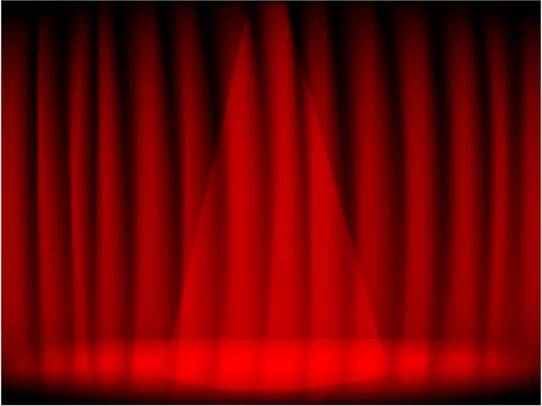 剧院红色帷幕和舞台. — 图库矢量图片