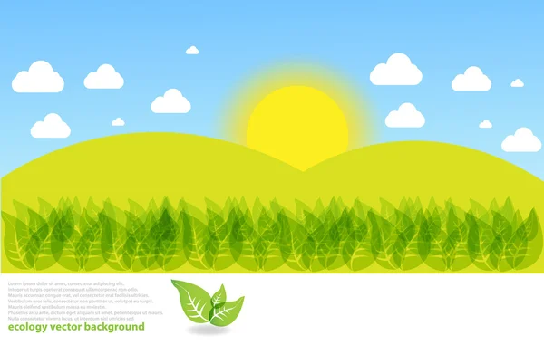 Sunny Meadow landscape vector background — Stock Vector