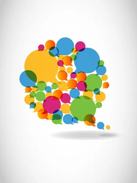Hablar en colores burbujas de voz redes sociales — Vector de stock