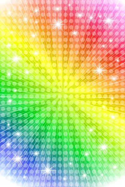 Rainbow sunburst fundo com estrelas — Vetor de Stock
