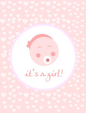 Baby arrival announcement card - girl 2 clipart