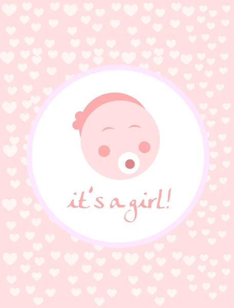 Baby arrival announcement card - girl 2 — Stock Vector