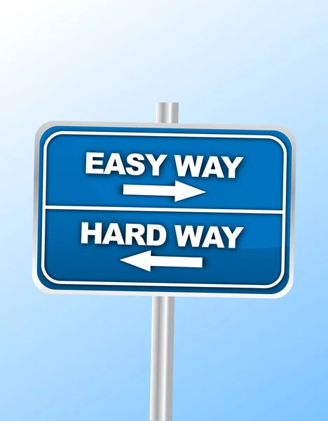 Easy way or hard way road sign — Stock Vector