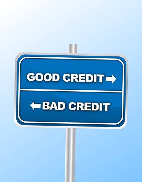 Good vs Bad Credit road sign