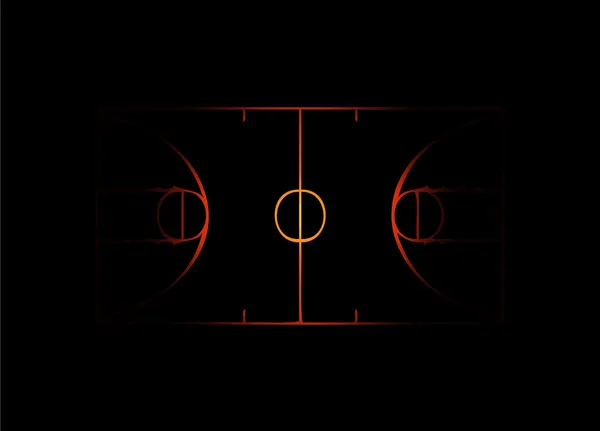 Flaming Cancha de baloncesto — Vector de stock