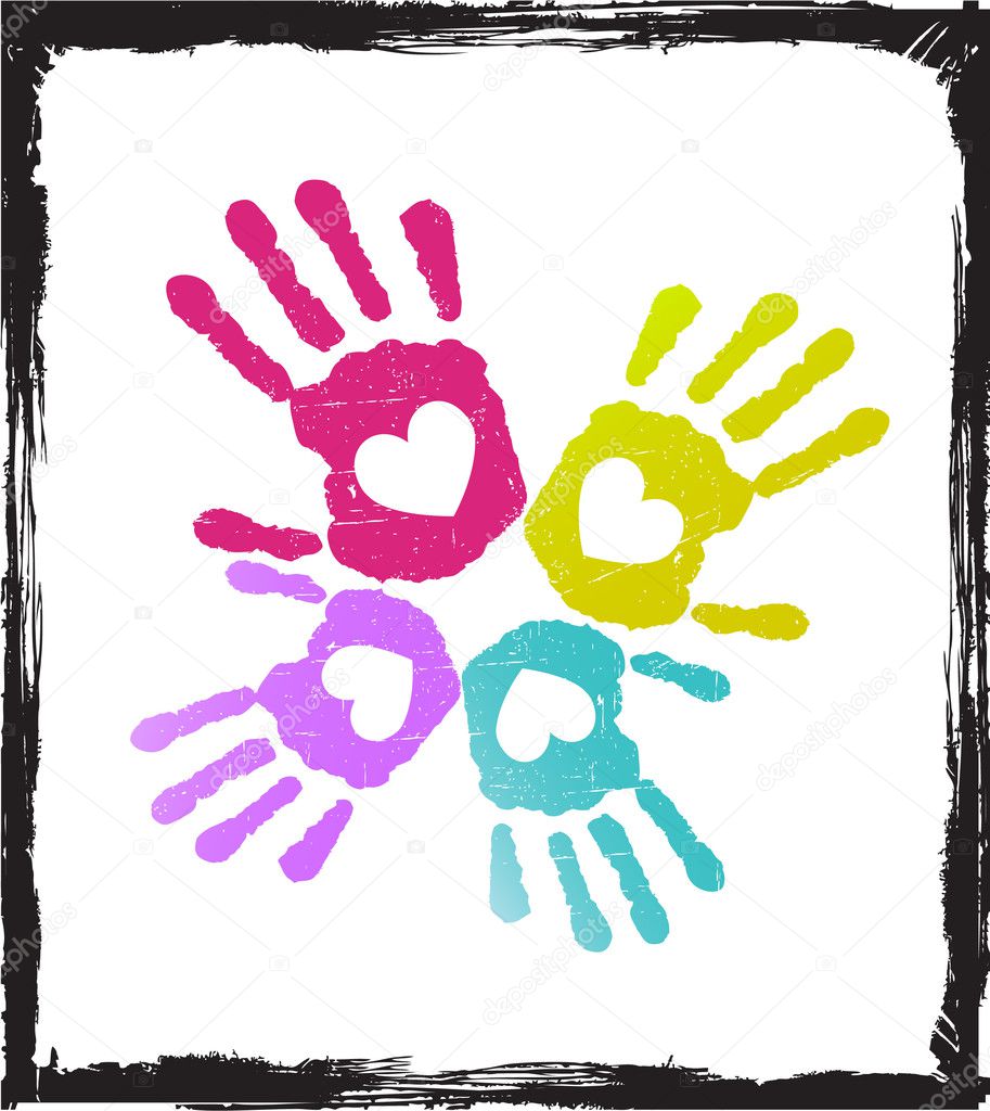 Abstract colorful lover hands vector.grunge concept.