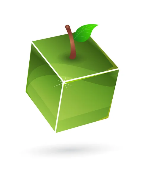 Groene kubus apple — Stockvector