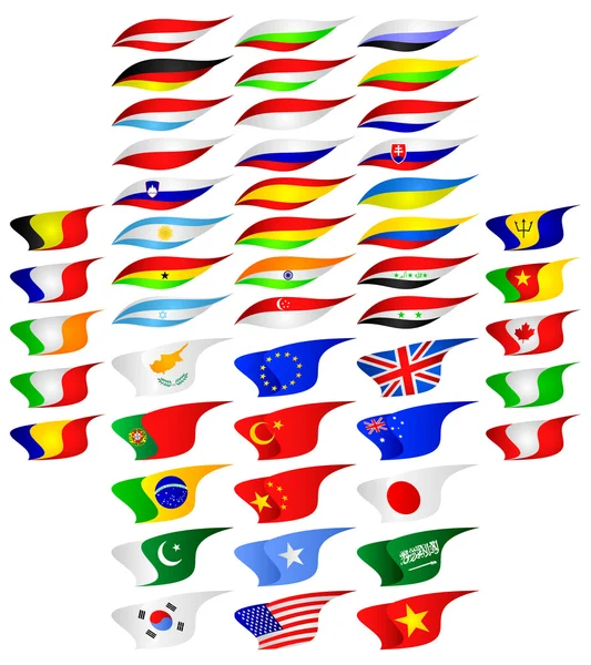 Lijst van vlaggen van de verschillende landen. — Stockvector