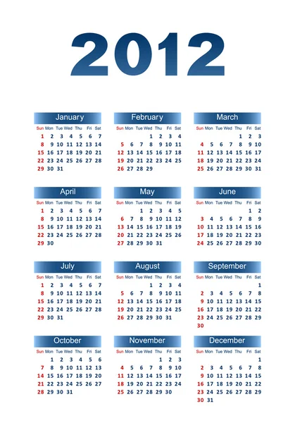 Calendario per il 2012 . — Vettoriale Stock