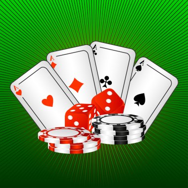 Playing cards and dice. clipart