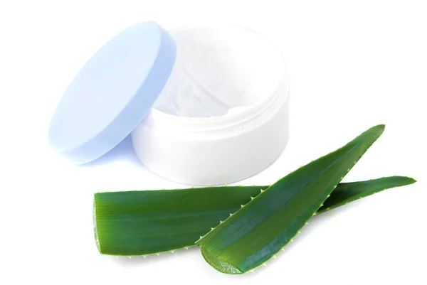 stock image Aloe vera leaves and cream